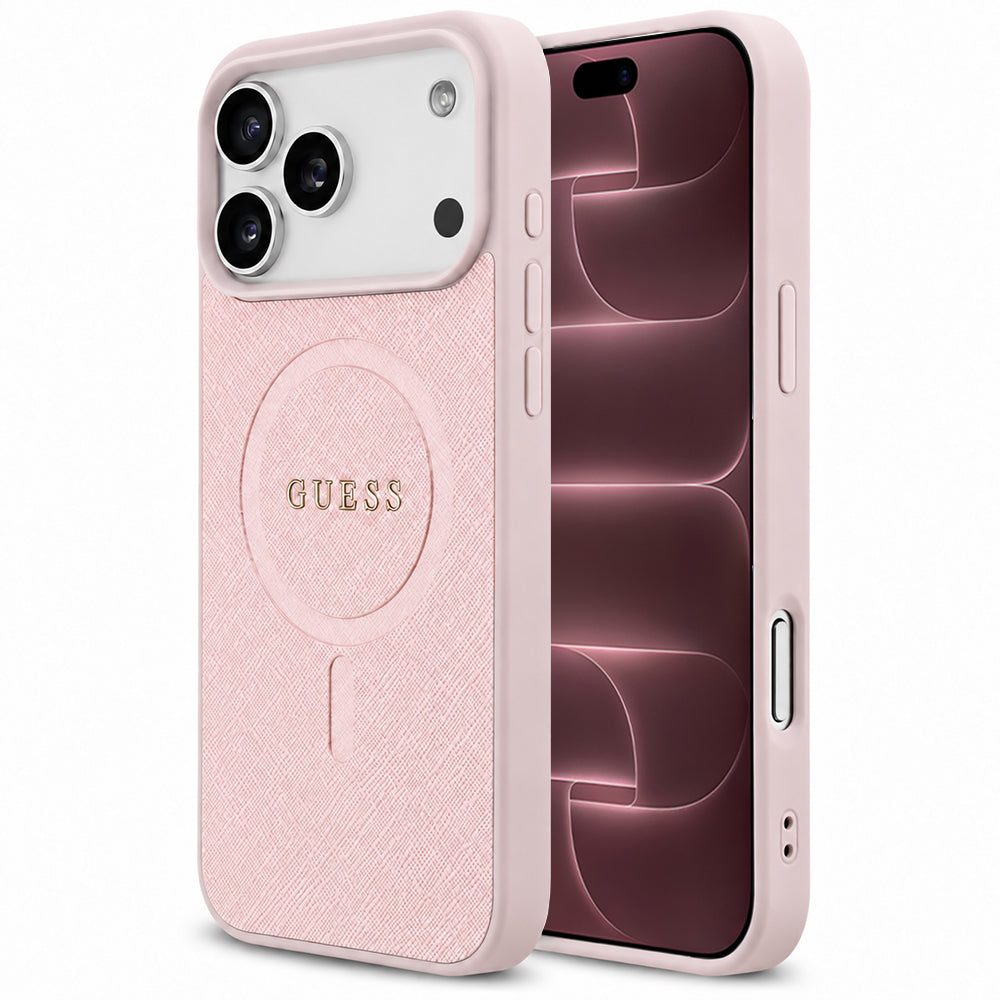 MagSafe-hoes voor Apple iPhone 18 Pro Max / 17 Pro Max, Guess, Saffiano, Roze