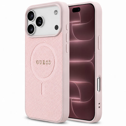 MagSafe-hoes voor Apple iPhone 18 Pro Max / 17 Pro Max, Guess, Saffiano, Roze