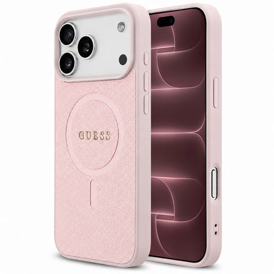 MagSafe-hoes voor Apple iPhone 18 Pro Max / 17 Pro Max, Guess, Saffiano, Roze