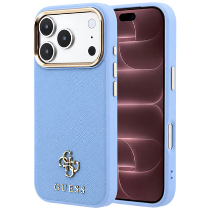 MagSafe-hoesje voor Apple iPhone 18 Pro Max / 17 Pro Max, Guess, Saffiano Small 4G Classic, Blauw