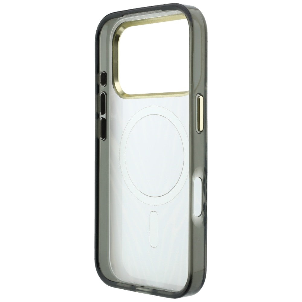 MagSafe-hoes voor Apple iPhone 18 Pro Max / 17 Pro Max, Guess, Zebra Glitter Driehoek Logo, Zilver