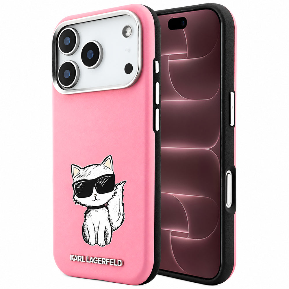 MagSafe-hoesje voor Apple iPhone 18 Pro Max / 17 Pro Max, Karl Lagerfeld, Choupette Sketch, Roze