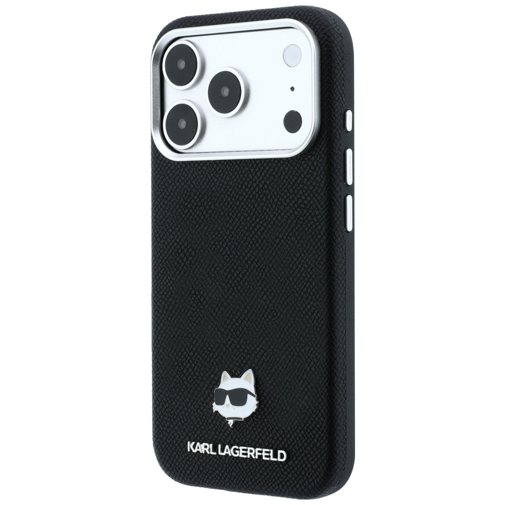 MagSafe-hoesje voor Apple iPhone 18 Pro Max / 17 Pro Max, Karl Lagerfeld, Grained Choupette Head Metal, zwart