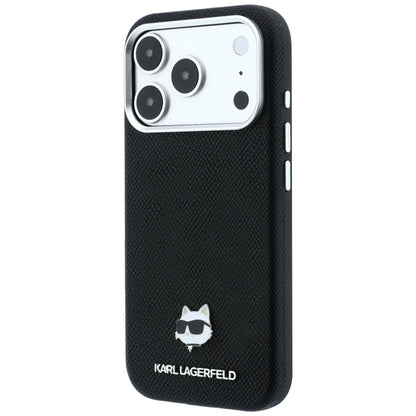 MagSafe-hoesje voor Apple iPhone 18 Pro Max / 17 Pro Max, Karl Lagerfeld, Grained Choupette Head Metal, zwart
