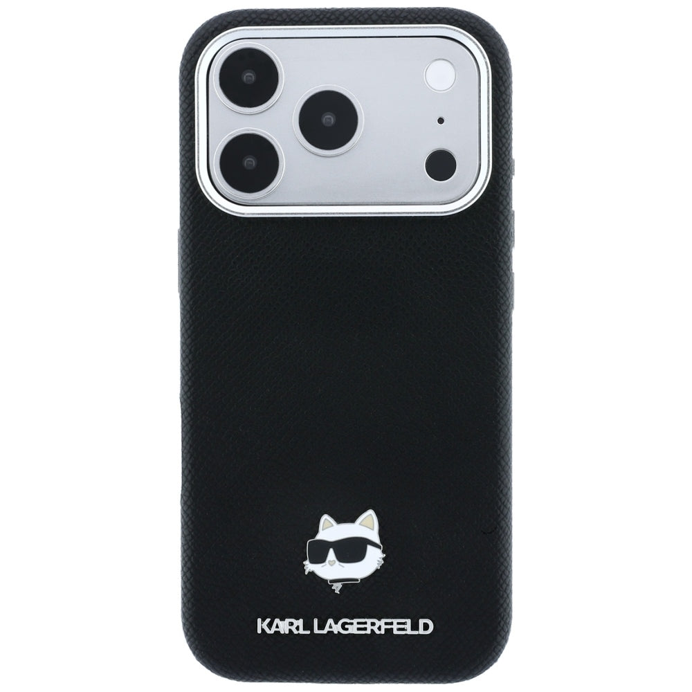 MagSafe-hoesje voor Apple iPhone 18 Pro Max / 17 Pro Max, Karl Lagerfeld, Grained Choupette Head Metal, zwart