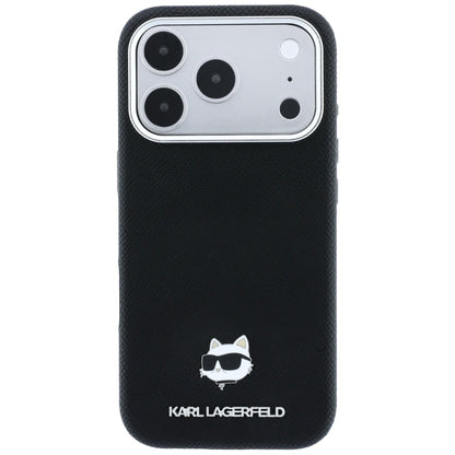 MagSafe-hoesje voor Apple iPhone 18 Pro Max / 17 Pro Max, Karl Lagerfeld, Grained Choupette Head Metal, zwart