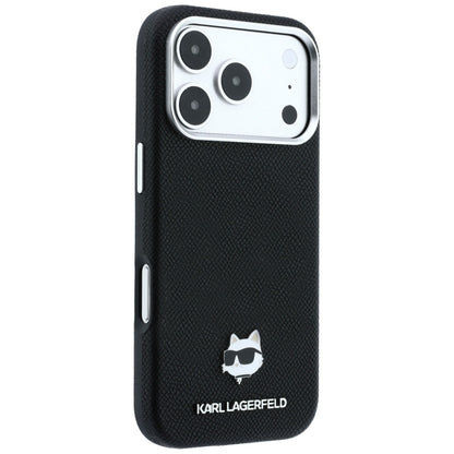 MagSafe-hoesje voor Apple iPhone 18 Pro Max / 17 Pro Max, Karl Lagerfeld, Grained Choupette Head Metal, zwart