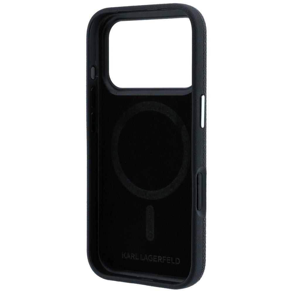 MagSafe-hoesje voor Apple iPhone 18 Pro Max / 17 Pro Max, Karl Lagerfeld, Grained Choupette Head Metal, zwart