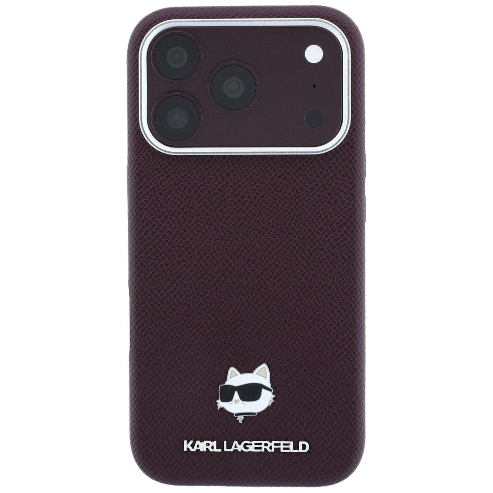 MagSafe-hoes voor Apple iPhone 18 Pro Max / 17 Pro Max, Karl Lagerfeld, Gegranuleerd Choupette Hoofd, Wijnrood