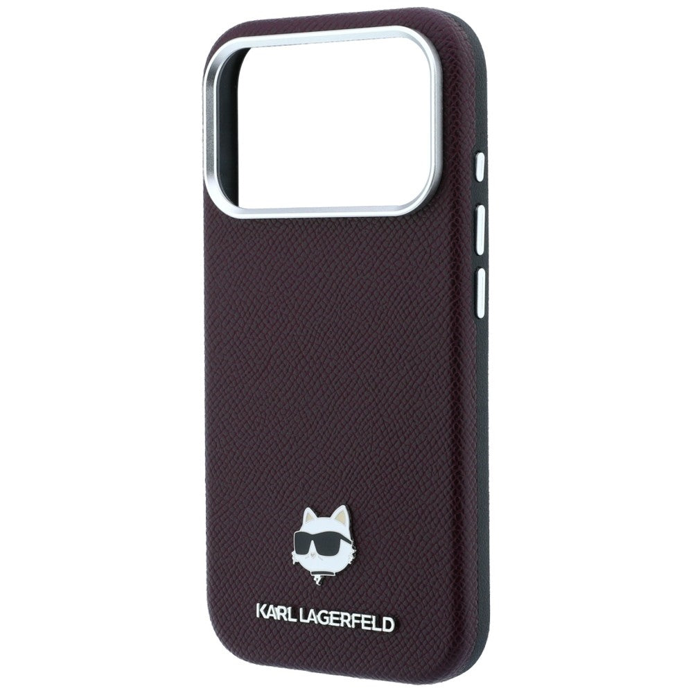 MagSafe-hoes voor Apple iPhone 18 Pro Max / 17 Pro Max, Karl Lagerfeld, Gegranuleerd Choupette Hoofd, Wijnrood