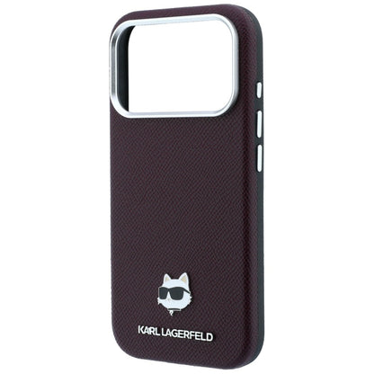 MagSafe-hoes voor Apple iPhone 18 Pro Max / 17 Pro Max, Karl Lagerfeld, Gegranuleerd Choupette Hoofd, Wijnrood