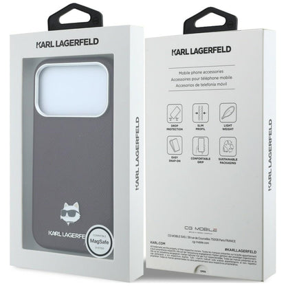 MagSafe-hoes voor Apple iPhone 18 Pro Max / 17 Pro Max, Karl Lagerfeld, Gegranuleerd Choupette Hoofd, Wijnrood