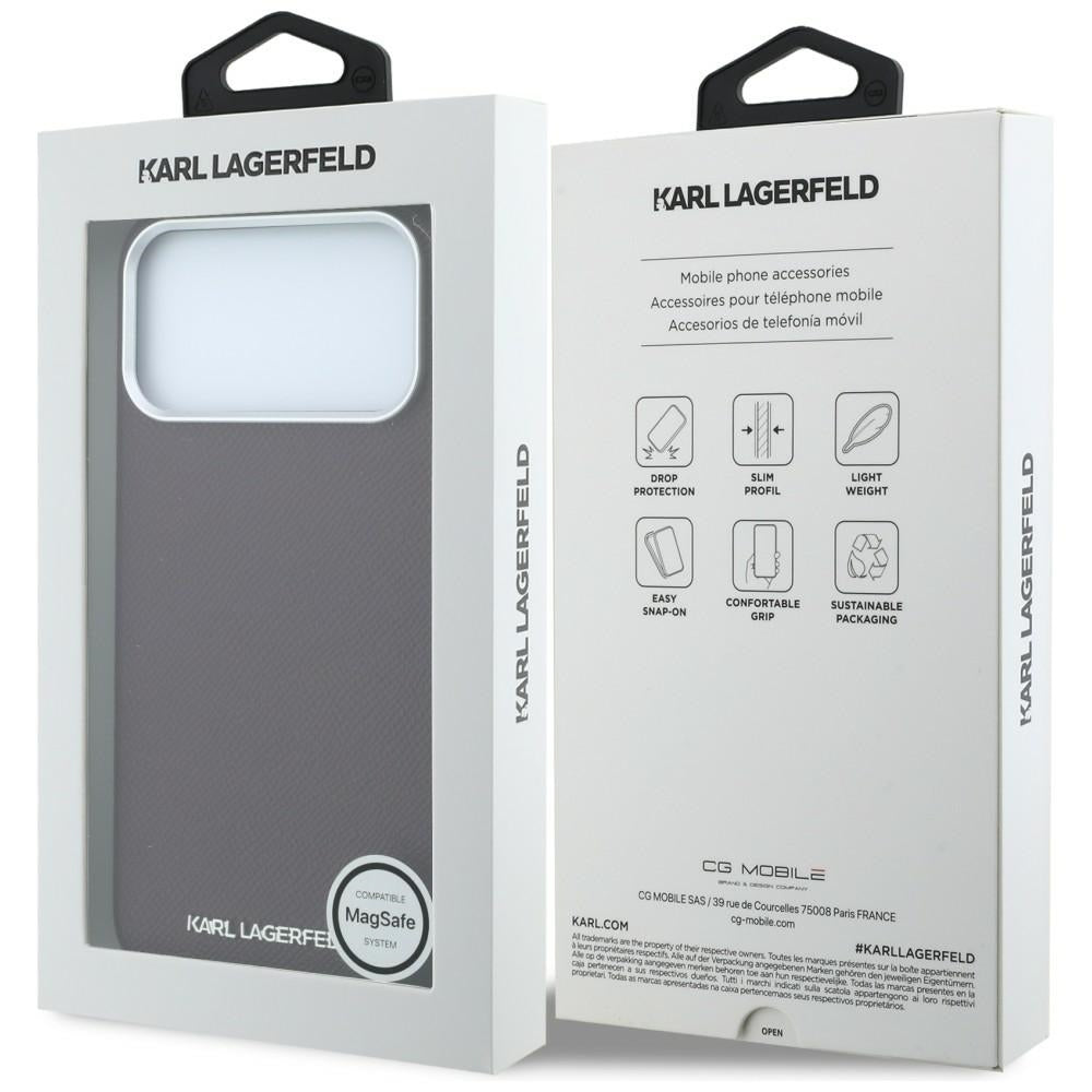 MagSafe Case for Apple iPhone 18 Pro Max / 17 Pro Max, Karl Lagerfeld, Grained Elongated Logo, Burgundy