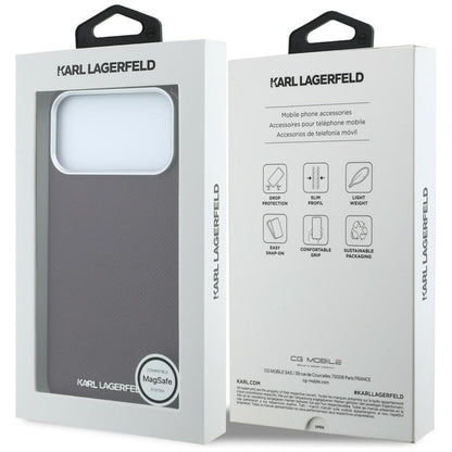 MagSafe Case for Apple iPhone 18 Pro Max / 17 Pro Max, Karl Lagerfeld, Grained Elongated Logo, Burgundy