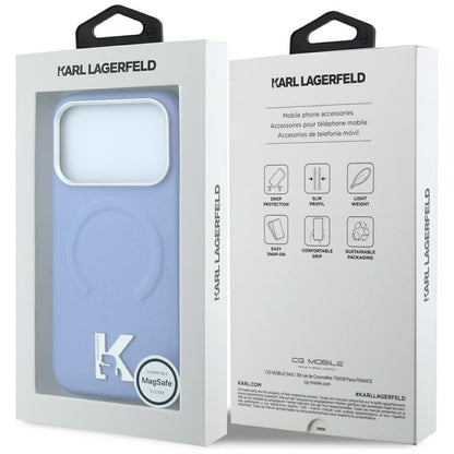 MagSafe Case for Apple iPhone 18 Pro Max / 17 Pro Max, Karl Lagerfeld, Grained Embossed Ring, Blue