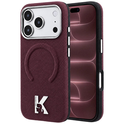 MagSafe-hoesje voor Apple iPhone 18 Pro Max / 17 Pro Max, Karl Lagerfeld, Gegranuleerd Geëmbossed Ring, Wijnrood