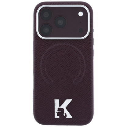 MagSafe-hoesje voor Apple iPhone 18 Pro Max / 17 Pro Max, Karl Lagerfeld, Gegranuleerd Geëmbossed Ring, Wijnrood