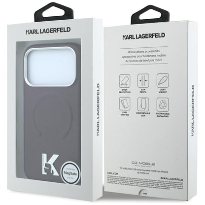 MagSafe-hoesje voor Apple iPhone 18 Pro Max / 17 Pro Max, Karl Lagerfeld, Gegranuleerd Geëmbossed Ring, Wijnrood