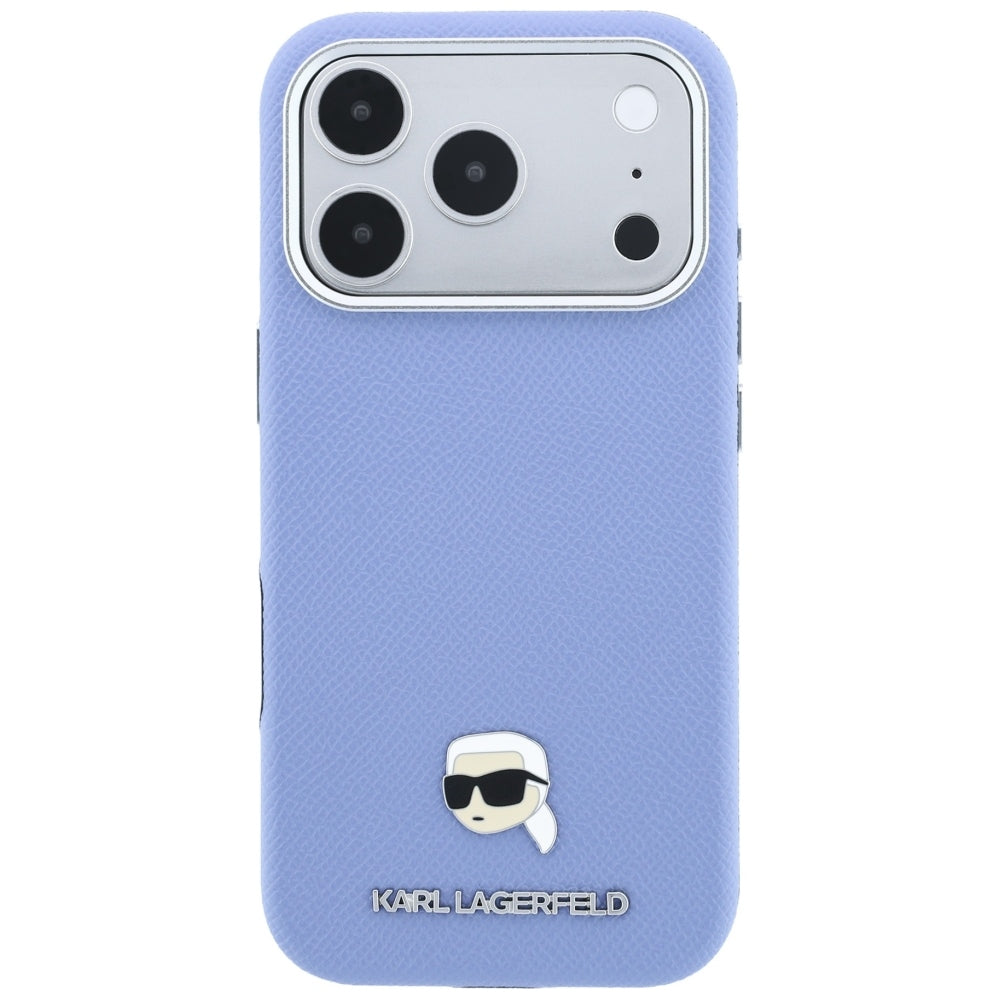 MagSafe-hoesje voor Apple iPhone 18 Pro Max / 17 Pro Max, Karl Lagerfeld, Gegranuleerd Karl Head's Metaal, Blauw