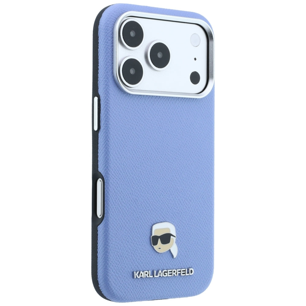 MagSafe-hoesje voor Apple iPhone 18 Pro Max / 17 Pro Max, Karl Lagerfeld, Gegranuleerd Karl Head's Metaal, Blauw