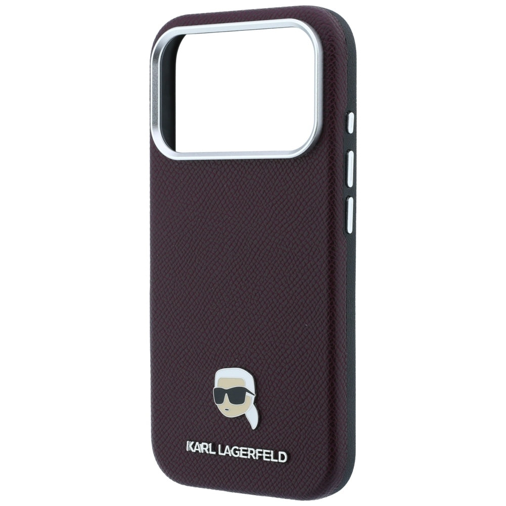 MagSafe-hoesje voor Apple iPhone 18 Pro Max / 17 Pro Max, Karl Lagerfeld, Gegranuleerd Karl Head's Metaal, Bordeaux