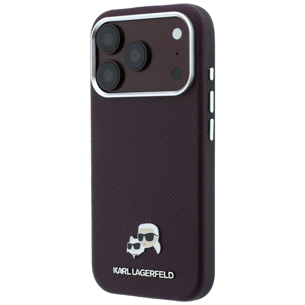 MagSafe-hoes voor Apple iPhone 18 Pro Max / 17 Pro Max, Karl Lagerfeld, Grained KC Heads, Bordeaux