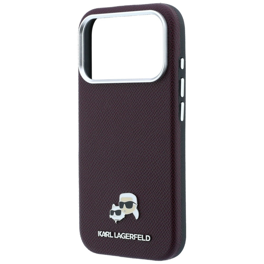 MagSafe-hoes voor Apple iPhone 18 Pro Max / 17 Pro Max, Karl Lagerfeld, Grained KC Heads, Bordeaux
