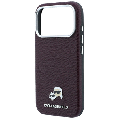 MagSafe-hoes voor Apple iPhone 18 Pro Max / 17 Pro Max, Karl Lagerfeld, Grained KC Heads, Bordeaux