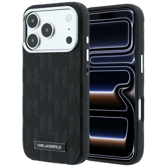 MagSafe-hoes voor Apple iPhone 18 Pro Max / 17 Pro Max, Karl Lagerfeld, Gegranuleerd Mono Resin Logo, Zwart
