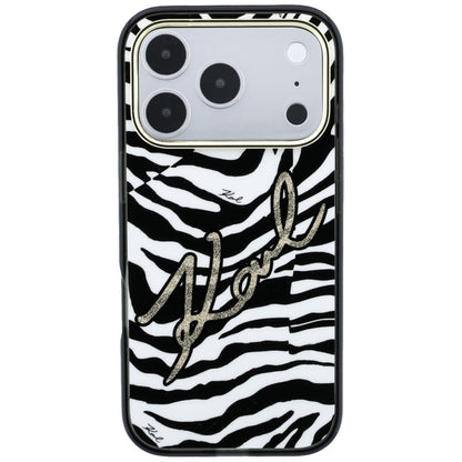 MagSafe-hoesje voor Apple iPhone 18 Pro Max / 17 Pro Max, Karl Lagerfeld, HC IML Signature Zebra Glitter Gold, Zwart
