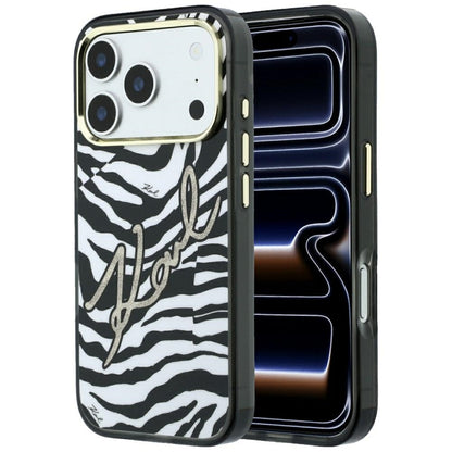 MagSafe-hoesje voor Apple iPhone 18 Pro Max / 17 Pro Max, Karl Lagerfeld, HC IML Signature Zebra Glitter Gold, Zwart