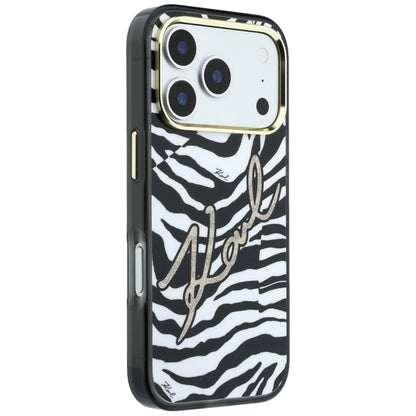 MagSafe-hoesje voor Apple iPhone 18 Pro Max / 17 Pro Max, Karl Lagerfeld, HC IML Signature Zebra Glitter Gold, Zwart