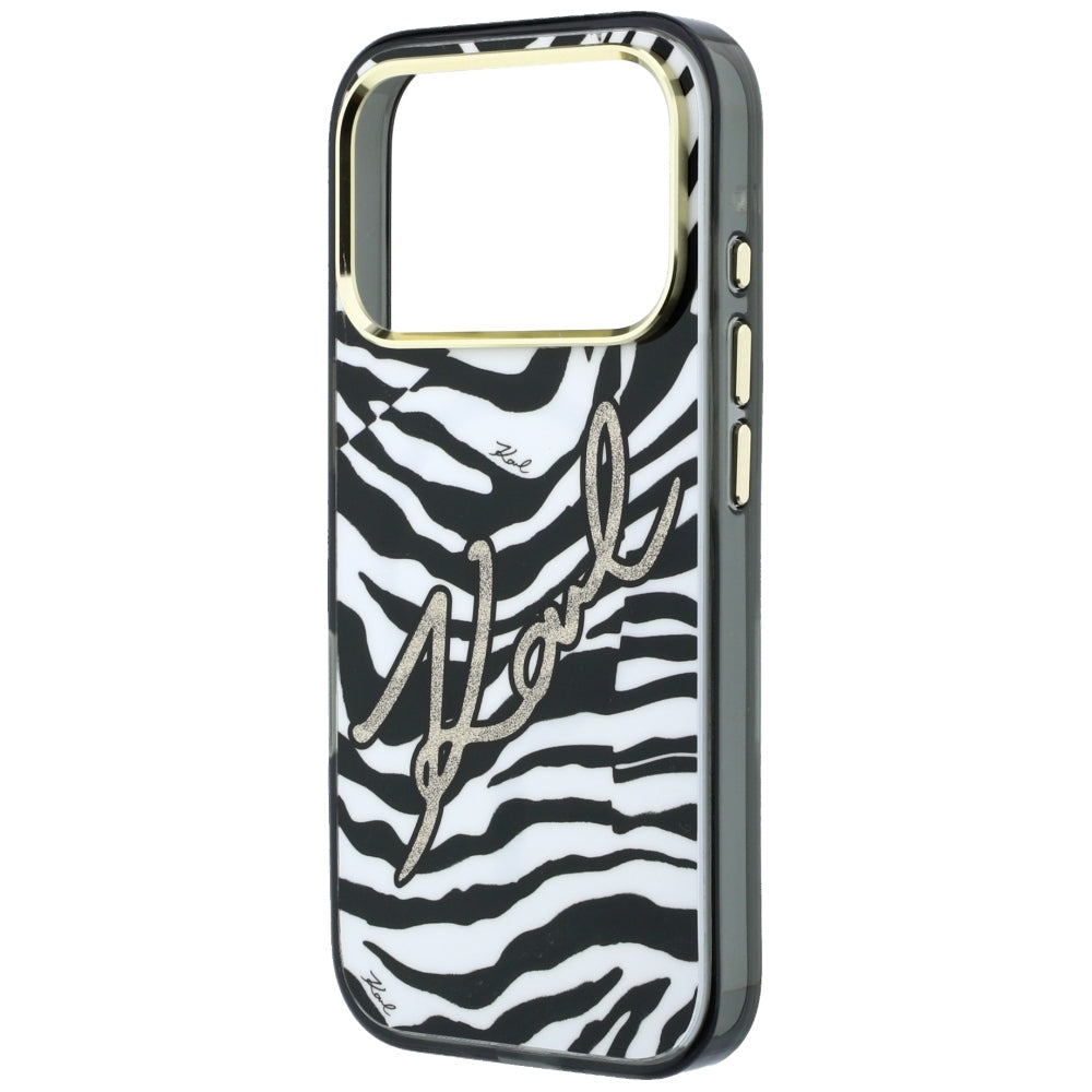 MagSafe-hoesje voor Apple iPhone 18 Pro Max / 17 Pro Max, Karl Lagerfeld, HC IML Signature Zebra Glitter Gold, Zwart