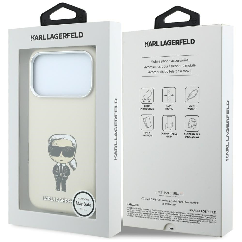 MagSafe-hoesje voor Apple iPhone 18 Pro Max / 17 Pro Max, Karl Lagerfeld, Ikonik Sketch, Beige