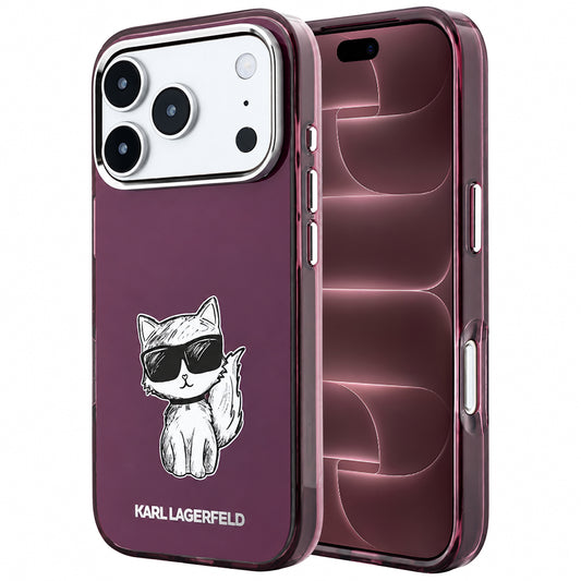 MagSafe-hoesje voor Apple iPhone 18 Pro Max / 17 Pro Max, Karl Lagerfeld, IML Choupette Body Sketch Print, Wijnrood