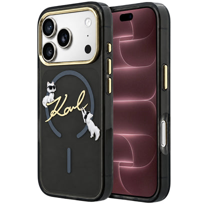 MagSafe-hoes voor Apple iPhone 18 Pro Max / 17 Pro Max, Karl Lagerfeld, IML Choupette Karl Script Logo, Zwart