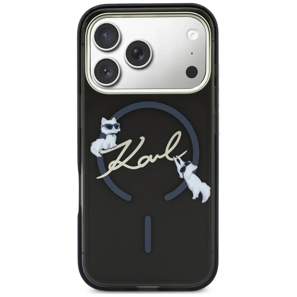 MagSafe-hoes voor Apple iPhone 18 Pro Max / 17 Pro Max, Karl Lagerfeld, IML Choupette Karl Script Logo, Zwart