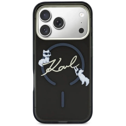MagSafe-hoes voor Apple iPhone 18 Pro Max / 17 Pro Max, Karl Lagerfeld, IML Choupette Karl Script Logo, Zwart