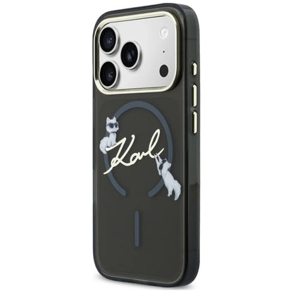 MagSafe-hoes voor Apple iPhone 18 Pro Max / 17 Pro Max, Karl Lagerfeld, IML Choupette Karl Script Logo, Zwart