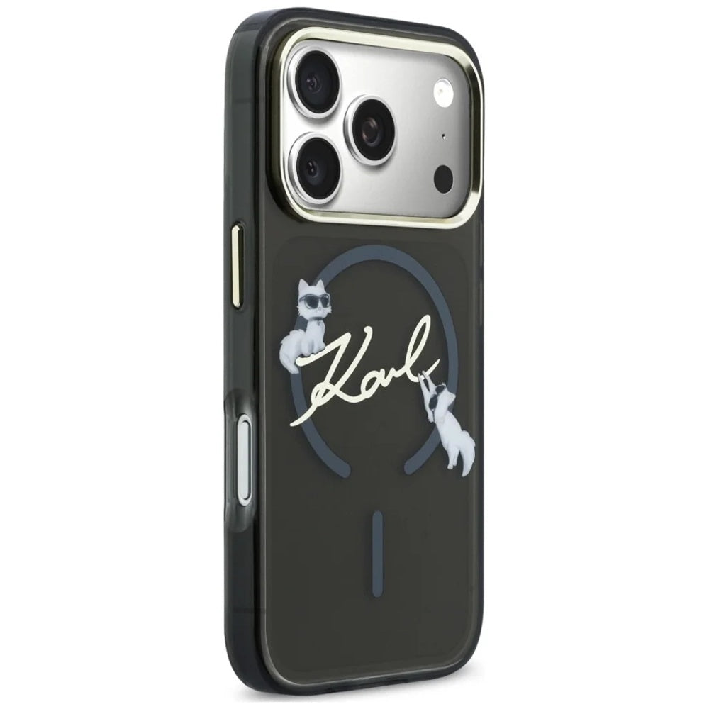 MagSafe-hoes voor Apple iPhone 18 Pro Max / 17 Pro Max, Karl Lagerfeld, IML Choupette Karl Script Logo, Zwart