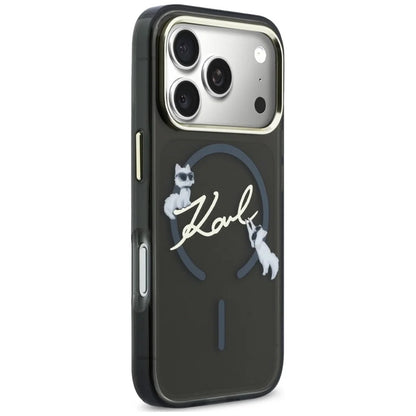 MagSafe-hoes voor Apple iPhone 18 Pro Max / 17 Pro Max, Karl Lagerfeld, IML Choupette Karl Script Logo, Zwart