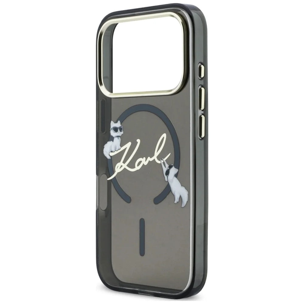 MagSafe-hoes voor Apple iPhone 18 Pro Max / 17 Pro Max, Karl Lagerfeld, IML Choupette Karl Script Logo, Zwart