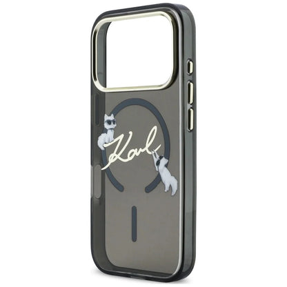 MagSafe-hoes voor Apple iPhone 18 Pro Max / 17 Pro Max, Karl Lagerfeld, IML Choupette Karl Script Logo, Zwart