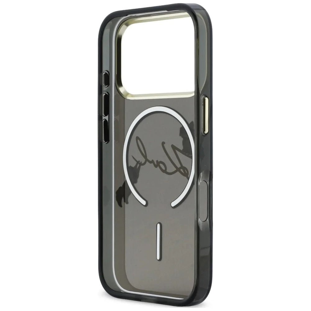 MagSafe-hoes voor Apple iPhone 18 Pro Max / 17 Pro Max, Karl Lagerfeld, IML Choupette Karl Script Logo, Zwart