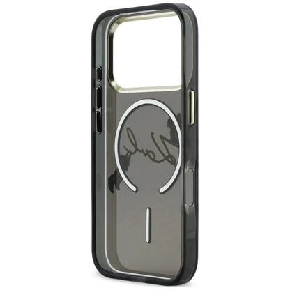 MagSafe-hoes voor Apple iPhone 18 Pro Max / 17 Pro Max, Karl Lagerfeld, IML Choupette Karl Script Logo, Zwart