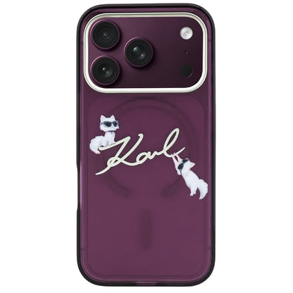MagSafe-hoesje voor Apple iPhone 18 Pro Max / 17 Pro Max, Karl Lagerfeld, IML Choupette Karl Script Logo, Bordeaux