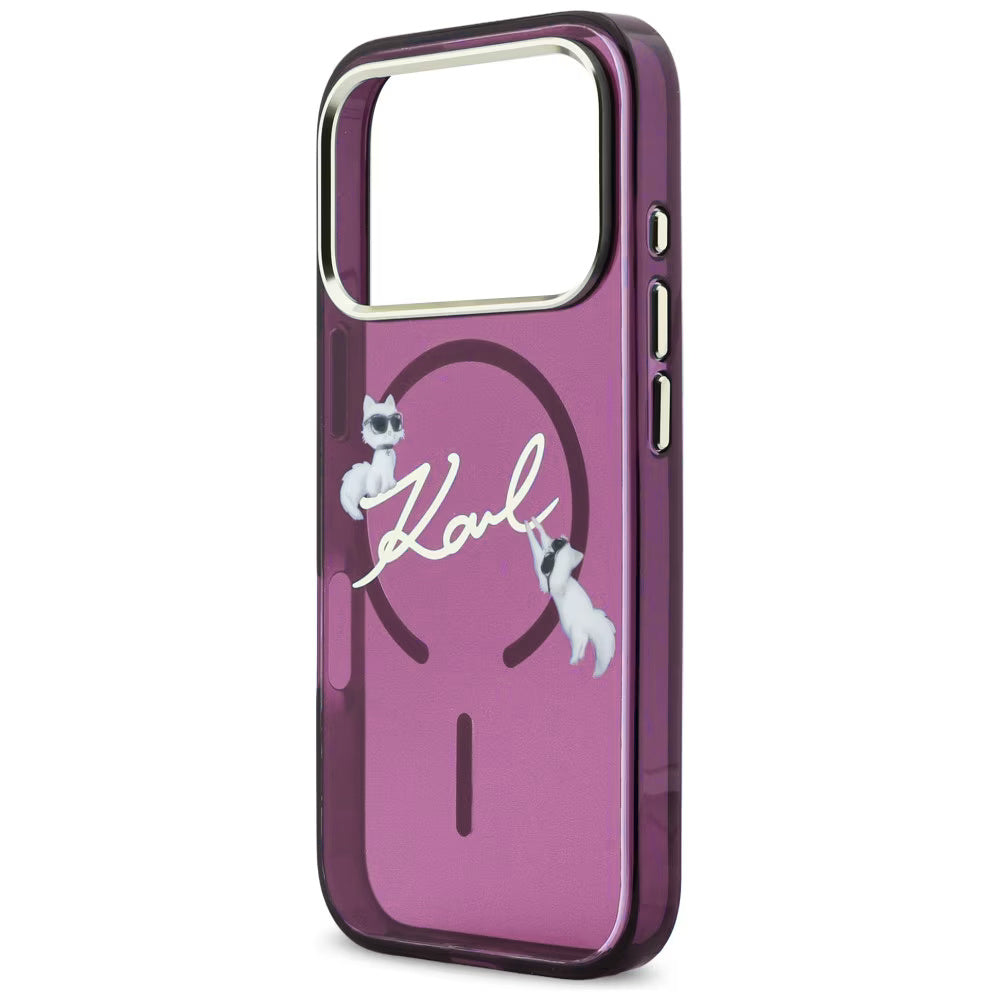 MagSafe-hoesje voor Apple iPhone 18 Pro Max / 17 Pro Max, Karl Lagerfeld, IML Choupette Karl Script Logo, Bordeaux