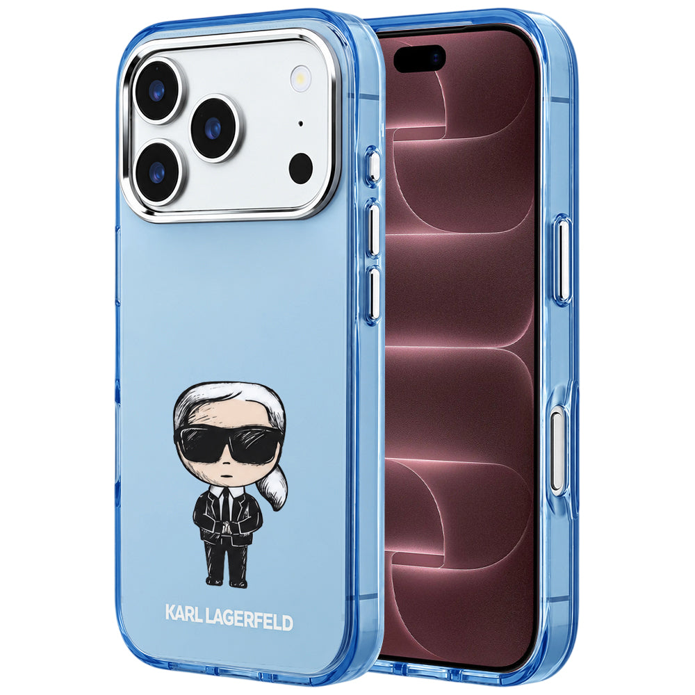 MagSafe-hoesje voor Apple iPhone 18 Pro Max / 17 Pro Max, Karl Lagerfeld, IML Ikonik Sketch Print, Blauw
