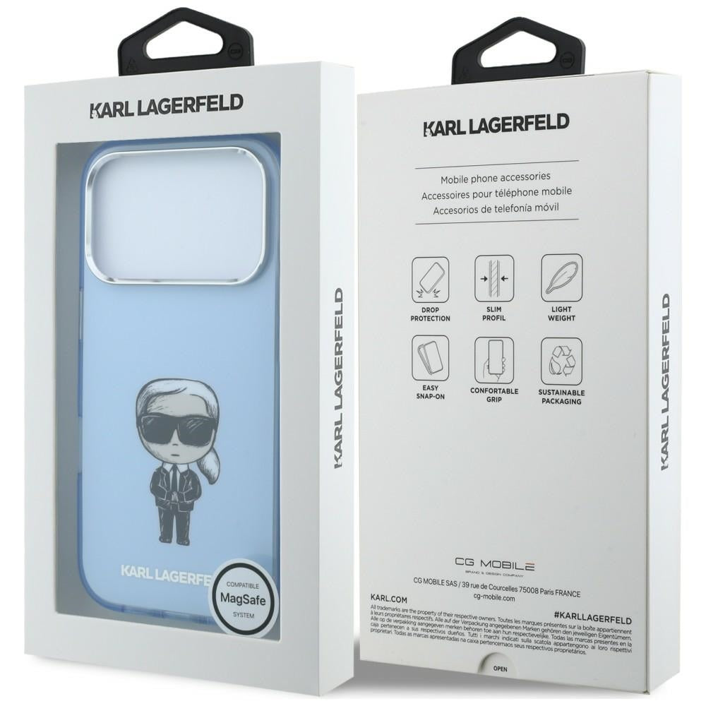 MagSafe-hoesje voor Apple iPhone 18 Pro Max / 17 Pro Max, Karl Lagerfeld, IML Ikonik Sketch Print, Blauw