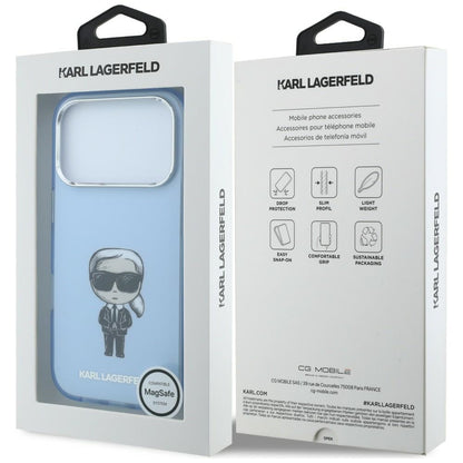 MagSafe-hoesje voor Apple iPhone 18 Pro Max / 17 Pro Max, Karl Lagerfeld, IML Ikonik Sketch Print, Blauw